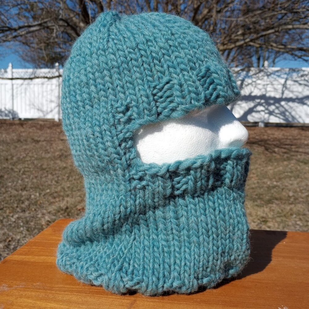 Men's Balaclava Knight Helmet Hat Beanie Neck Gaiter Hoodie Wool Sea Green M - Picture 4 of 13